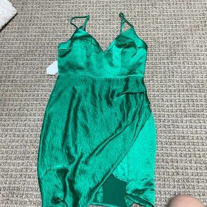 green satin dress